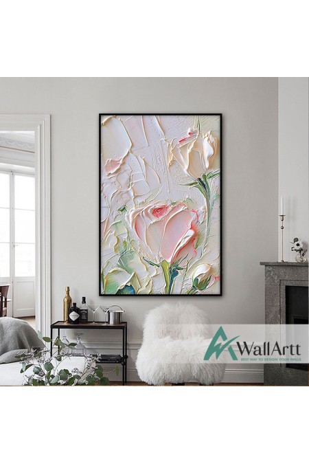 Beauty of a Rose 3d Heavy Textured Partial Oil Painting